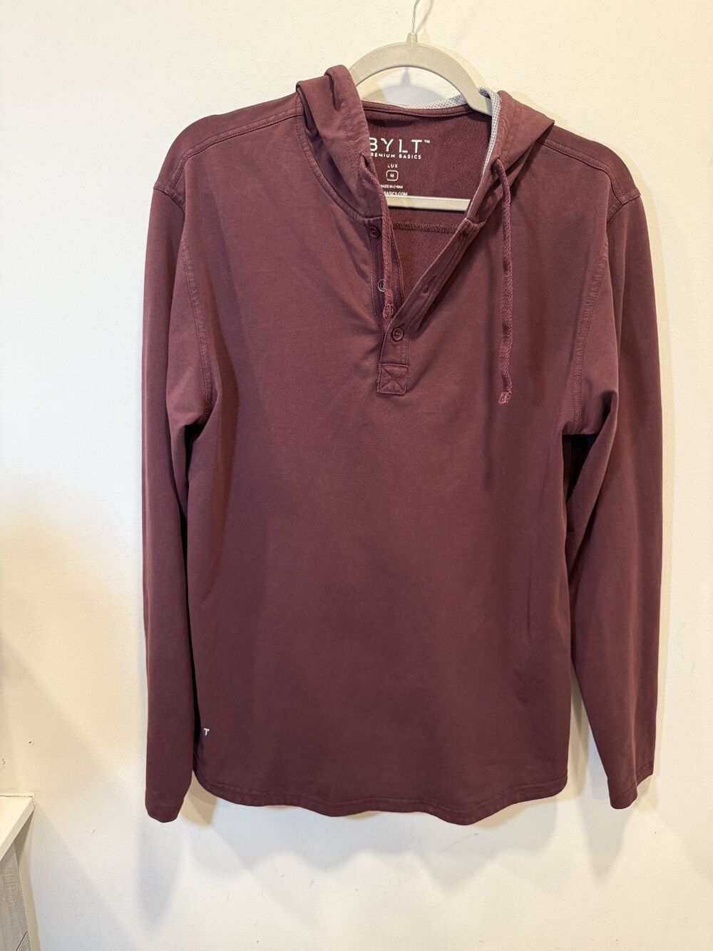 BYLT DROP CUT Hooded Henley Lux Men's [Size M] Burgundy